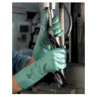 Ansell Edmont 37-155-7 Ansell Size 7 Green Sol-Vex 13\" Unlined 15 mil Nitrile Glove With Sandpatch Finish And Straight Cuff